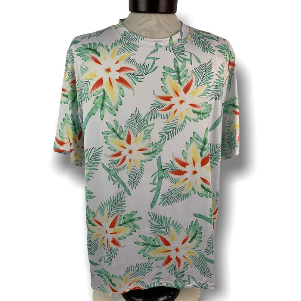 Large SSLR Short Sleeve Mens Activewear Hawaiian Print Short Sleeve‎ Shirt